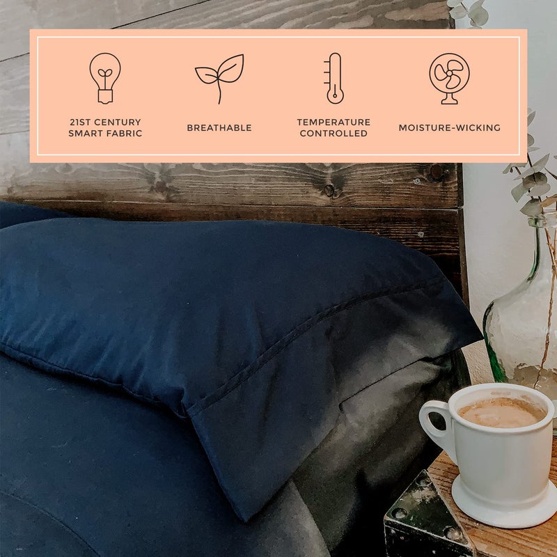 PeachSkinSheets PeachSkinSheets Mariner Blue Sheet Set - 1500tc Level of Softness - Extra Soft Cooling Sheets for Hot Sleepers and Night Sweats - XL Full Size  - Image 3