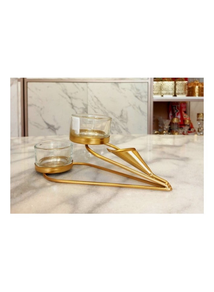 Elegant Decorative Gold Metal Candle Holder - Image 1