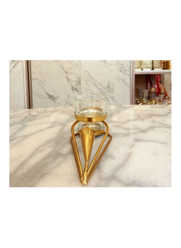 Elegant Decorative Gold Metal Candle Holder - Image 2