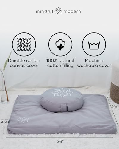 Mindful Modern Mindful & Modern Zabuton Meditation Mat - Cotton Filled Yoga and Meditation Pad - Zabuton Meditation Cushion for Kneeling and Sitting Support - Large Rectangular Sitting Floor Pillow for Bench or Zafu - Image 3