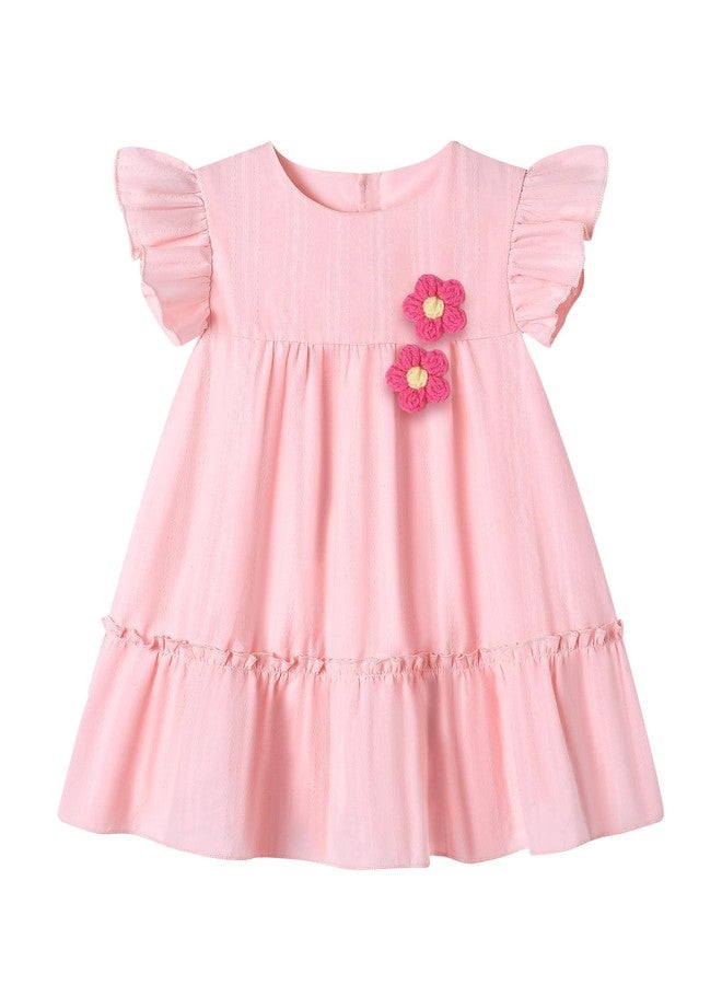YALLET 18 24 Months Toddler Girl Dress Ruffle Sleeveless Baby Dresses 3D Floral Adorning Toddler Holiday Outfits for Valentine's Day Easter Playdate Birthday Photoshoot(Pink,18-24 Months) - Image 1