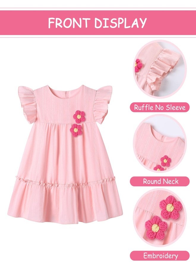 YALLET 18 24 Months Toddler Girl Dress Ruffle Sleeveless Baby Dresses 3D Floral Adorning Toddler Holiday Outfits for Valentine's Day Easter Playdate Birthday Photoshoot(Pink,18-24 Months) - Image 5
