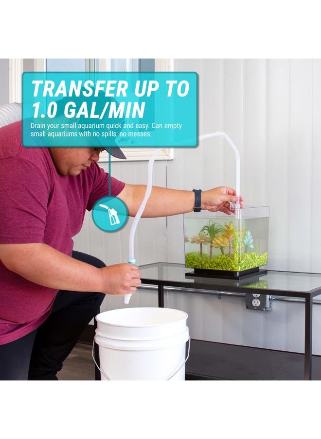 TERA PUMP Genuine Aquarium Cleaner Aquarium Fish Tank Gravel Sand Cleaner with Long Nozzle N Water Flow Controller - BPA Free (Model: TRFTCLN) Small A-TRFTCLN-S-P02-NW-001 - Image 2
