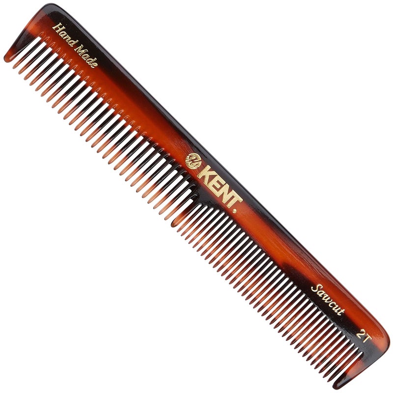 Kent 2T Fine Toot and Wide Tooth Comb For Men Small Beard and Mustache Comb Daily Hair Styling and Mens Grooming CombsHandmade SawCut and Polished Made in England