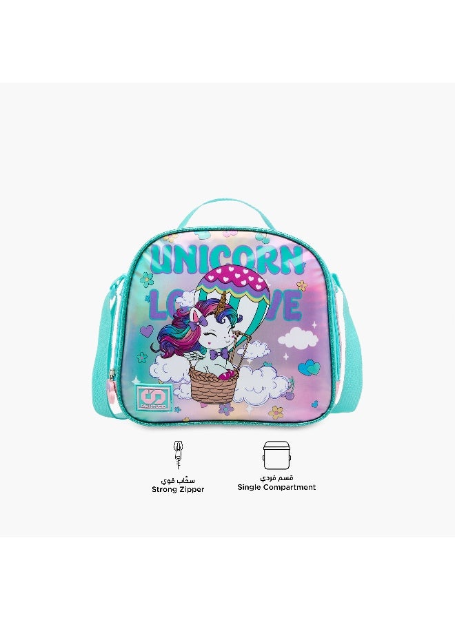 sami_studio Lunch Bag-Unicorn-Collection-1 Cmprt With Zip- (Polyester ) Multicolor \ 22.5X9.5X21 - Image 4