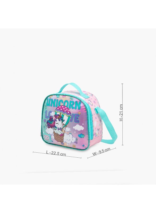 sami_studio Lunch Bag-Unicorn-Collection-1 Cmprt With Zip- (Polyester ) Multicolor \ 22.5X9.5X21 - Image 2