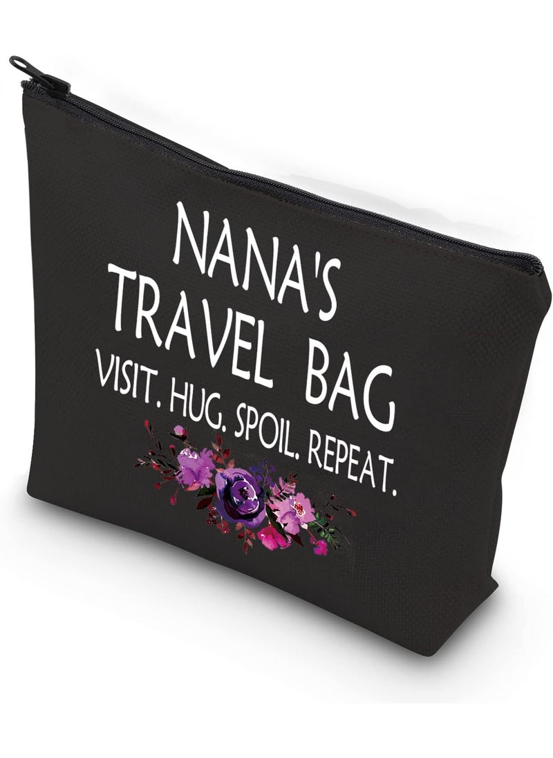WCGXKO - WCGXKO Nana Gift Nana Birthday Mothe’s Day Gift Grandma Cosmetics Bag Toiletry Bag for Traveling (NANA'S TRAVEL black) - Image 1