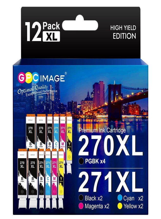 جي بي سي إيمدج عبوة من 12 خرطوشة حبر متوافقة مع طابعات كانون PGI-270XL و CLI-271XL من GPC Image - Image 1