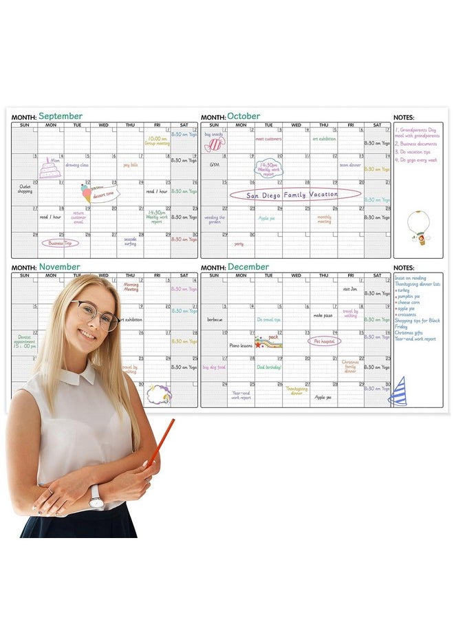 BooQool Large Dry Erase Calendar - 4 Months Dry Erase Calendar For Wall, 52" X 36” Undated Wall Calendar Dry Erase With Stickers, Monthly Planner/Calendar Whiteboard For Home, Office, Classroom  - Image 1