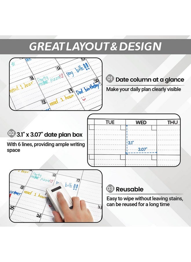 BooQool Large Dry Erase Calendar - 4 Months Dry Erase Calendar For Wall, 52" X 36” Undated Wall Calendar Dry Erase With Stickers, Monthly Planner/Calendar Whiteboard For Home, Office, Classroom  - Image 4
