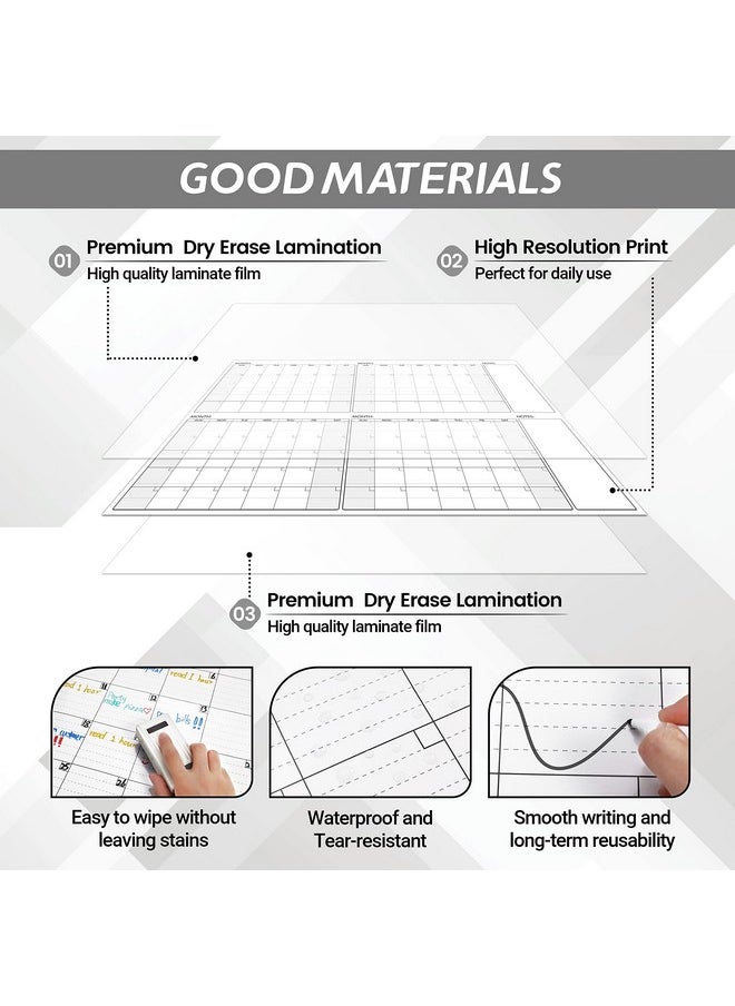 تقويم كبير قابل للمسح الجاف - تقويم قابل للمسح الجاف لمدة 4 أشهر على الحائط، تقويم حائط بدون تاريخ مقاس 52 بوصة × 36 بوصة قابل للمسح الجاف مع ملصقات، مخطط شهري/لوحة بيضاء للتقويم للمنزل والمكتب والفصول الدراسية - pzsku/Z33EE5FE1C4ECBABCAF19Z/45/_/1731922076/ec3b3542-9720-4551-b196-894503a59b0f