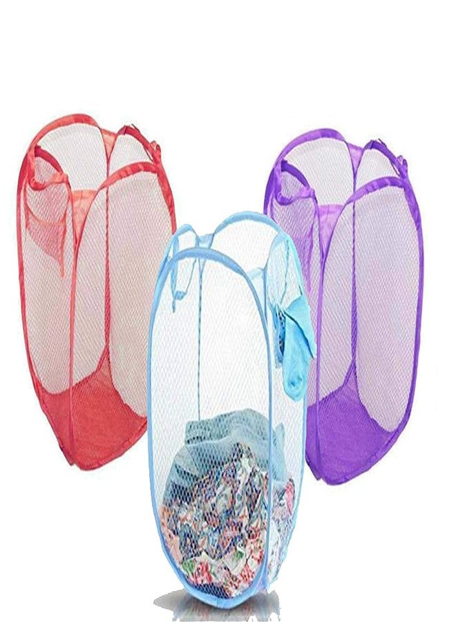 Kolar Nylon Mesh Laundry Basket|Laundry Bag Foldable|Easy to Carry Handle- for Home, Dorms & Hostel (Multicolor) - Image 2