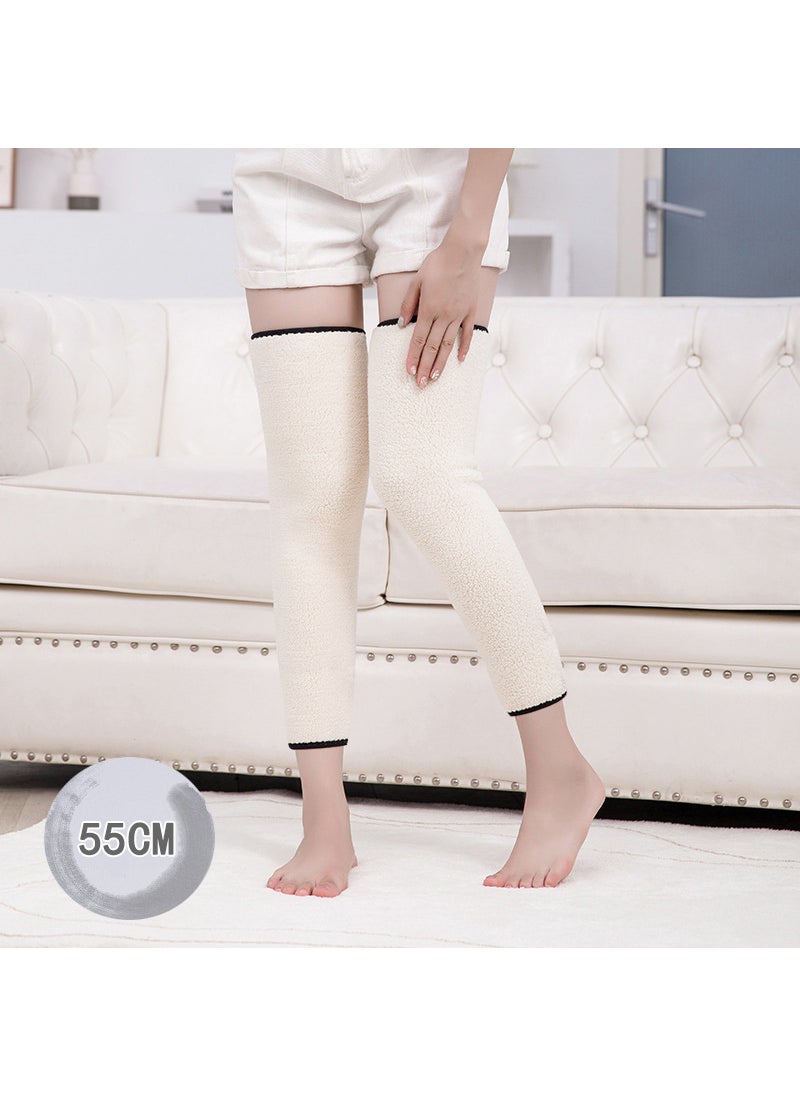 Generic Thickened Long Velvet Imitation Cashmere Knee Pads Warm Old Mens and Womens Old Cold Legs Knee Leg Pads Winter Cold and Windproof 915 special long lambswool (no velvet on the knees) 1 pair-55cm