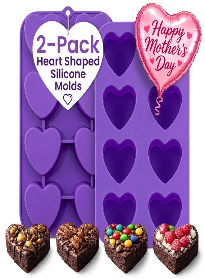 Bakerpan 2 Pack Heart Molds Silicone, Heart Shaped Cake Pans - Valentines Heart Molds for Baking - Image 1