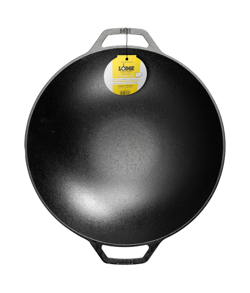 Lodge 14 Inch Cast Iron Wok with Dual Loop Handles â€“ PFAS FREE Pre-Seasoned Family Size Stir Fry Pan â€“ Stovetop & Oven Safe Heavy Duty High-Heat Retention Wok â€“ Made in USA - Image 1