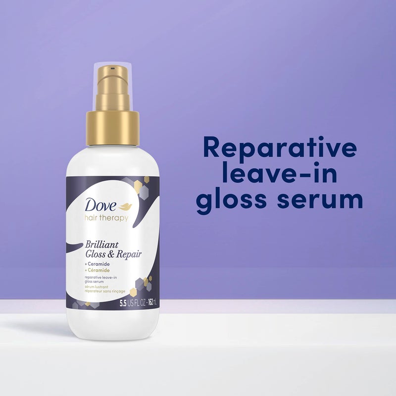 Dove Hair Therapy Brilliant Gloss & Repair with Ceramide - Hair Serum for Shiny Hair, Repair Treatment for Damaged Hair, Moisturizing Leave-In Hair Treatment, 5.5 Fl Oz (Pack of 2) - Image 5