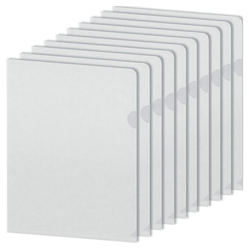 MARKQ Clear File, A4 Plastic Transparent Folders L-Type For Documents Paper Storage School Office Supplies (Pack of 12) - Image 1