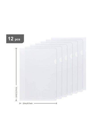 Clear File, A4 Plastic Transparent Folders L-Type For Documents Paper Storage School Office Supplies (Pack of 12) - view 2