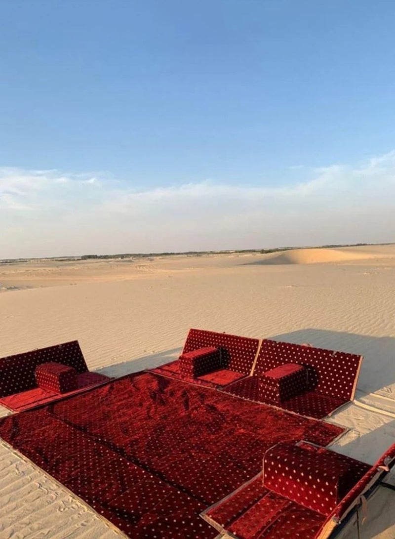 ISHWAZ Picnic Floor Seating Set For 8 Persons, A Carpet 4 Chairs and 4 Armrest, Foldable Easy to Carry, Perfect For Fun Sessions With Friends, For Family Picnic, For Camping and Road Trips - Image 4