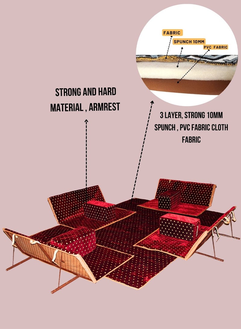 ISHWAZ Picnic Floor Seating Set For 8 Persons, A Carpet 4 Chairs and 4 Armrest, Foldable Easy to Carry, Perfect For Fun Sessions With Friends, For Family Picnic, For Camping and Road Trips - Image 5