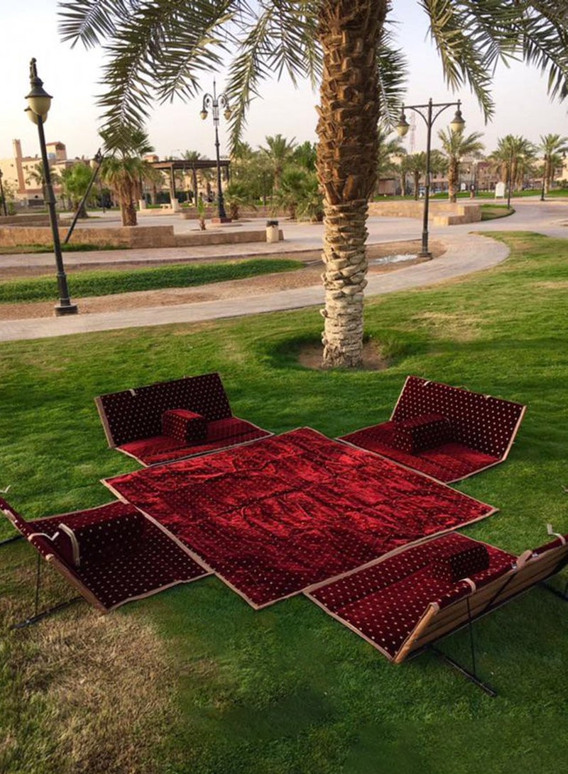 ISHWAZ Picnic Floor Seating Set For 8 Persons, A Carpet 4 Chairs and 4 Armrest, Foldable Easy to Carry, Perfect For Fun Sessions With Friends, For Family Picnic, For Camping and Road Trips - Image 1