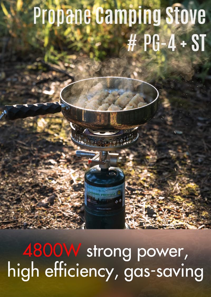 camping moon CAMPINGMOON Portable Propane Camping Canister Top Stove with Burner Grate Pot Stand PG-4/PG-4ST (Gas fuel not included) - Image 2