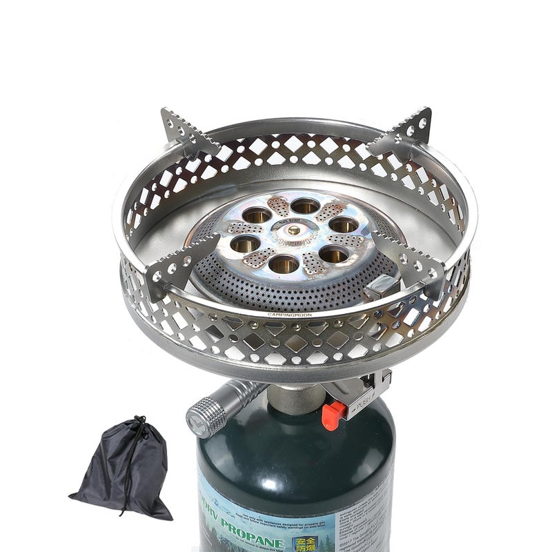camping moon CAMPINGMOON Portable Propane Camping Canister Top Stove with Burner Grate Pot Stand PG-4/PG-4ST (Gas fuel not included) - Image 1