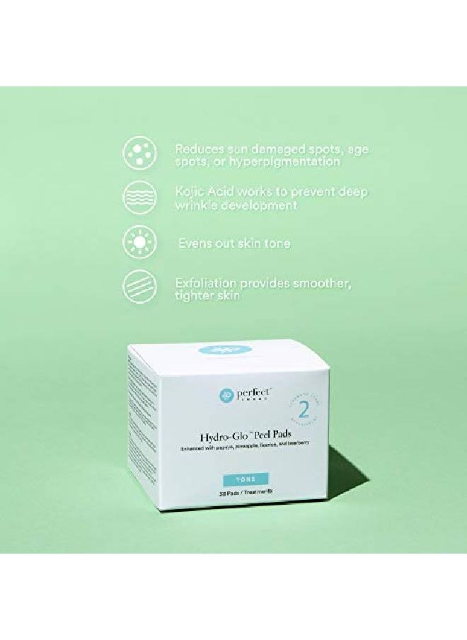 Hydroglo 10% Daily Use Peel Pads Enhanced With Lactic Acid Mandelic Acid Glutathione Kojic Acid Licorice Papaya Pineapple Bearberry Extracts