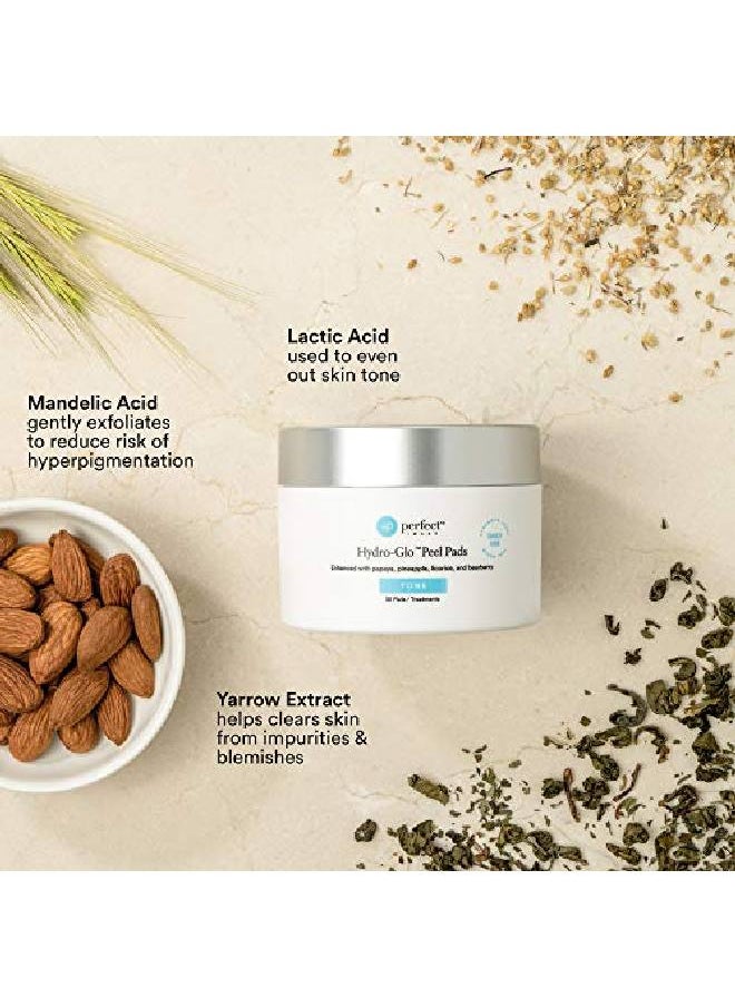 Hydroglo 10% Daily Use Peel Pads Enhanced With Lactic Acid Mandelic Acid Glutathione Kojic Acid Licorice Papaya Pineapple Bearberry Extracts