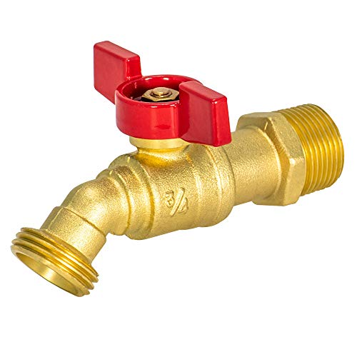 Eastman 3/4 Inch MIP Brass Male Hose Bibb, 3/4 Inch MHT Outlet, Quarter Turn Shut Off Valve, 48601 - Image 1