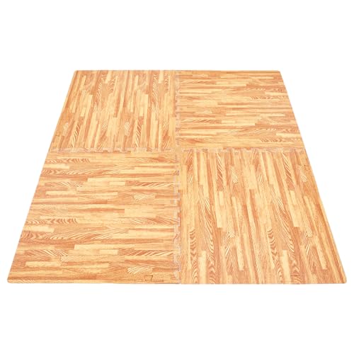 VGRASSP Anti Skid Elegant Look Floor Mat Wooden Texture Flooring Kid’s Interlocking Mat Made in India Flooring mat - (48x78 cm)(4 Pieces) - Image 1