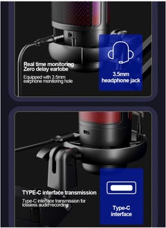 شوبي ميكروفون USB للكمبيوتر الشخصي للألعاب، ميكروفون مكثف للبودكاست مع ذراع بوم، مرشح بوب، زر كتم الصوت للبث، الدردشة عبر الإنترنت، ميكروفون كمبيوتر RGB لجهاز PS4/5 PC Gamer Youtuber  - Image 3