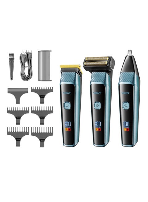 VGR VL-366 Limited Edition Professional 3 in 1 Grooming Kit,  Blue blue