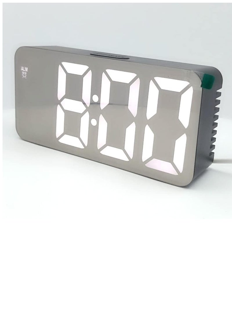 Generic - Digital LED Mirror Display Alarm Clock | Adjustable Brightness, Dual Alarms, USB Charging, Temperature Display, Sleek Modern Design for Bedroom, Desk, or Office - Image 1