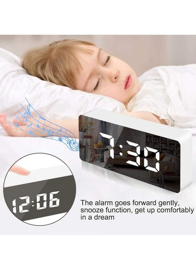 Generic - Digital LED Mirror Display Alarm Clock | Adjustable Brightness, Dual Alarms, USB Charging, Temperature Display, Sleek Modern Design for Bedroom, Desk, or Office - Image 1