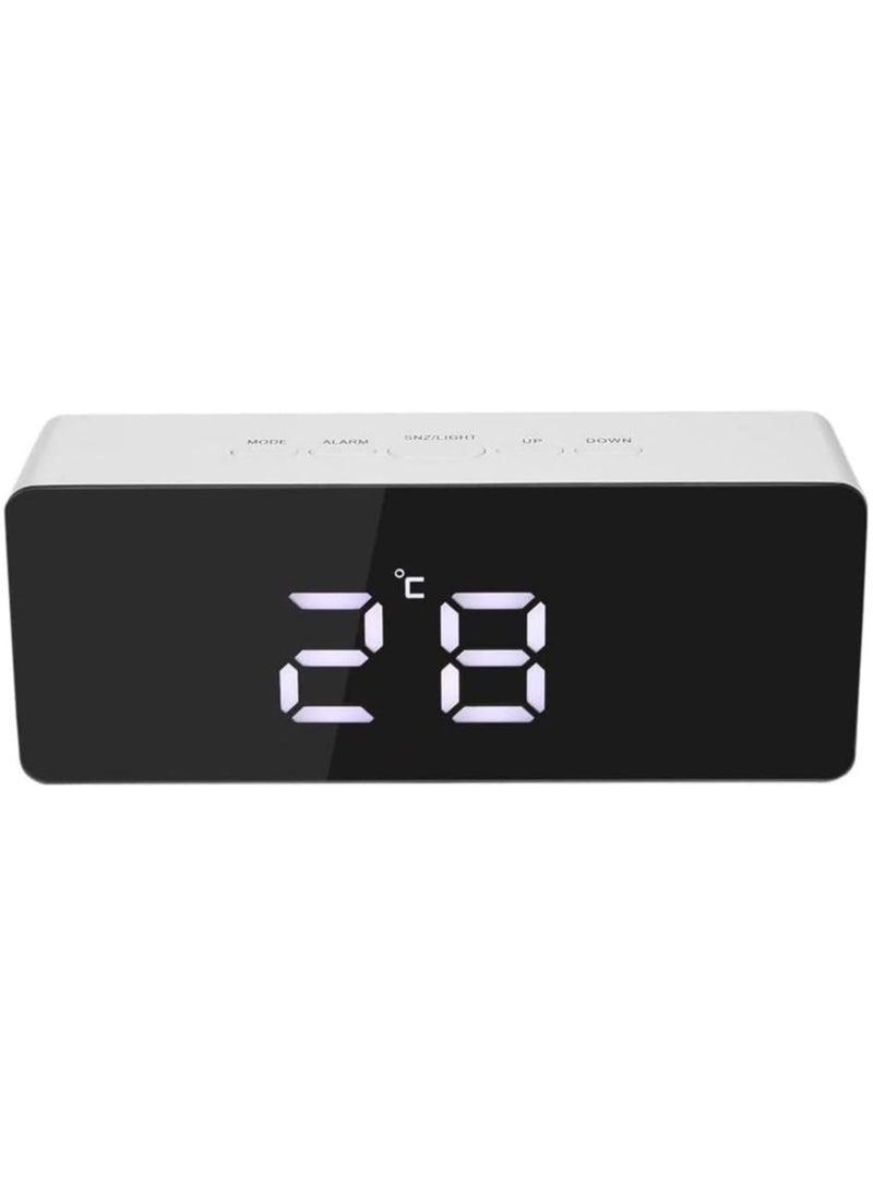 Generic - Digital LED Mirror Display Alarm Clock | Adjustable Brightness, Dual Alarms, USB Charging, Temperature Display, Sleek Modern Design for Bedroom, Desk, or Office - Image 1