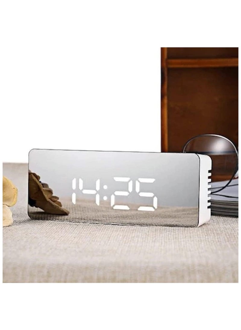 Generic - Digital LED Mirror Display Alarm Clock | Adjustable Brightness, Dual Alarms, USB Charging, Temperature Display, Sleek Modern Design for Bedroom, Desk, or Office - Image 1