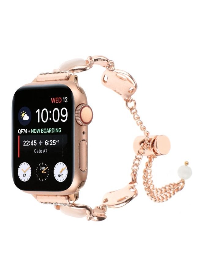Generic Replacement Strap For Apple Watch Series 4 44mm Shell Metal Chain Bracelet Watch Band Rose Gold 