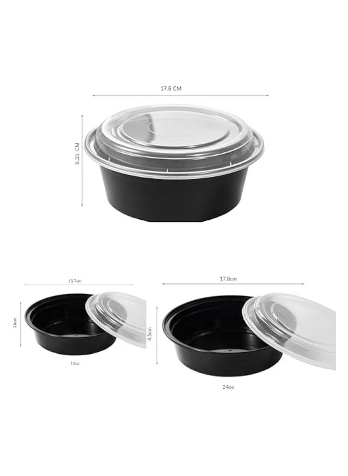 Green Tiger Set of 30 Meal Prep Containers with Lids -(10x32oz 10x24oz 10x16oz) Meal Prep Bowls, Disposable Food Prep Containers, Round To Go Containers with Lids, BPA-Free. Freezer & Dishwasher Safe Pack of 30 - Image 2