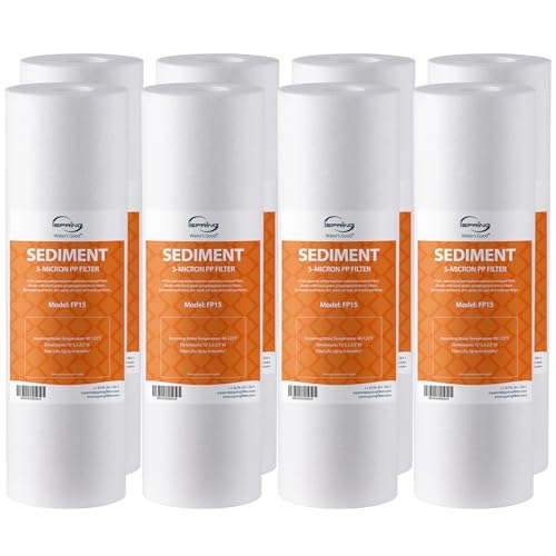 iSpring FP15X8 NSF Certified 10x25 MultiLayer PP Universal Sediment Filter Cartridges 5 Micron 8Pack - Image 1