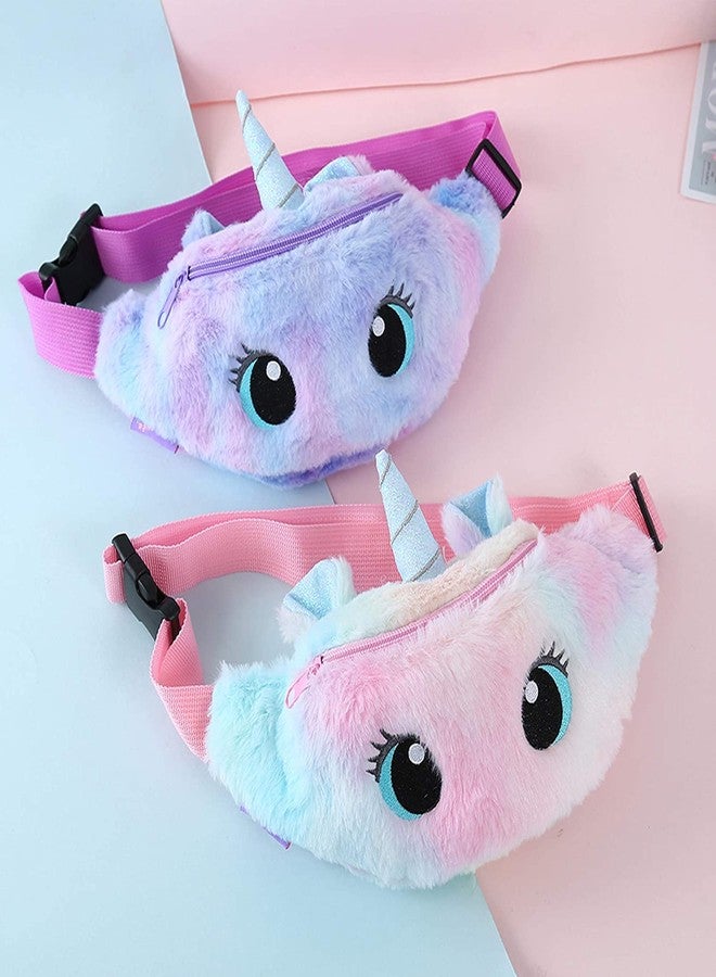 Neel® 5 Pieces Unciorn Stationery Set Unicorn Big Size Fur Diary, Furry Notebook for Girls, Unciorn Cute Fur Waist Bag with Belt and Zip, Unciorn Pen, Pencil and Eraser for Girls Return Gift Set Girls - Image 3