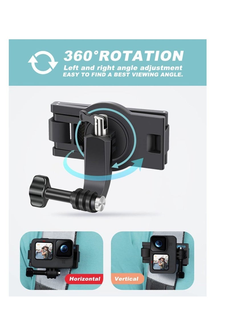 Captaintech SYOSI Professional Mount for Backpack Strap Adjustable Camera Shoulder Mount Compatible for GoPro Hero 9 8 7 6 5 4 Black Session Insta 360 One R DJI Osmo Action and Most Action Camera - Image 2