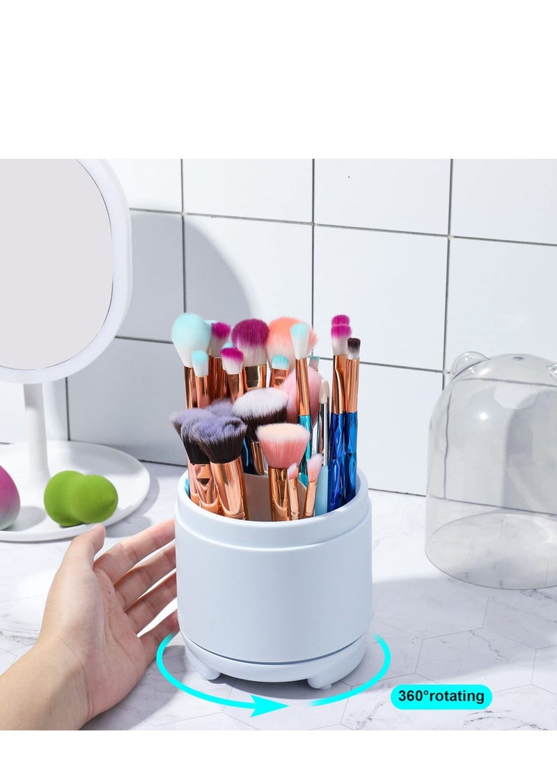 SYOSI Makeup Brush Holder with Lid, 360 Rotating Makeup Brush Holder Organizer, Dustproof Make Up Brush Organizers and Storage,  for Desk Vanity Desktop Bathroom Countertop  - Image 4