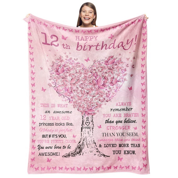 12 YEAR OLD GIRL BIRTHDAY BLANKET 50 X 60 THROW FOR 12TH BIRTHDAY DECORATIONS IDEAS FOR GIRLS AGE 12