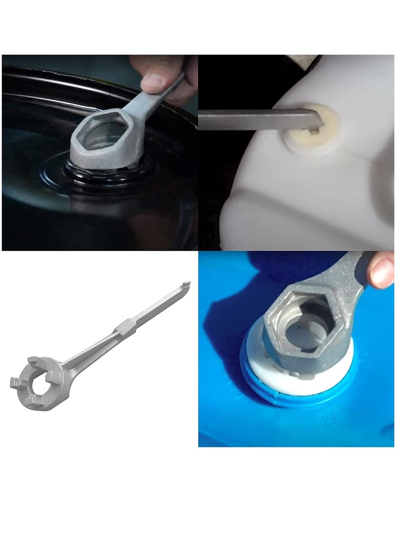 Aluminum Drum Wrench, Drum Plug Wrench Opener for Opening 10 15 20 30 50 55 Gallon Drum, Fits 2 in and 3/4 in Bung Caps - Image 1