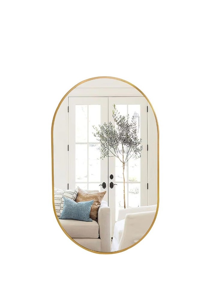 Wall Mounted Bathroom Mirror Round Corners Vanity Makeup Mirror Vertical or Horizontal Hanging for Bathroom Bedroom Dressing Table Wall (51 * 83cm, Gold)  - Image 1