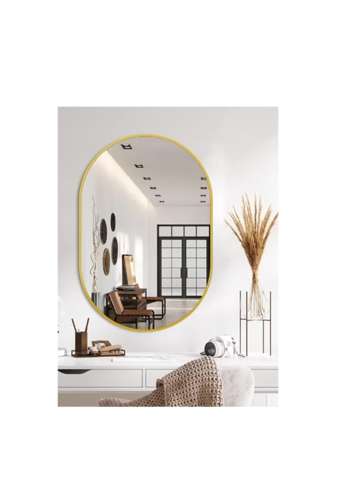 Wall Mounted Bathroom Mirror Round Corners Vanity Makeup Mirror Vertical or Horizontal Hanging for Bathroom Bedroom Dressing Table Wall (51 * 83cm, Gold)  - Image 2