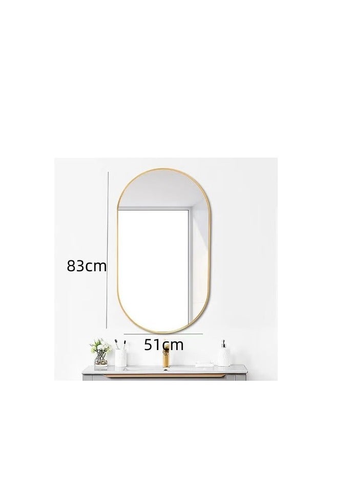 Wall Mounted Bathroom Mirror Round Corners Vanity Makeup Mirror Vertical or Horizontal Hanging for Bathroom Bedroom Dressing Table Wall (51 * 83cm, Gold)  - Image 4
