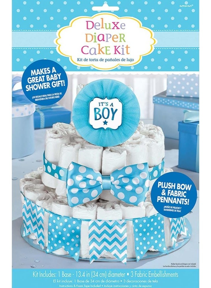 amscan It's a Boy Deluxe Diaper Cake Decor Kit | Baby Shower,Multicolor,13 1/4"Dia
