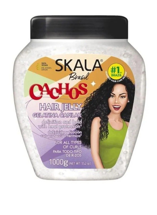 سكالا كريم جل جيلاتين الشعر البرازيلي مع حماية من الحرارة لجميع أنواع الشعر المجعد 1000جم